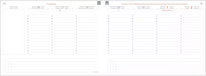 Quer Wochenkalender Einlage CLASSIC 2024 A5quer